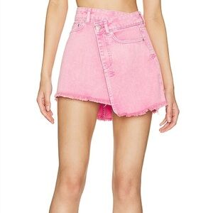 Steve Madden Revolve Kyla Pink Denim Mini Skirt